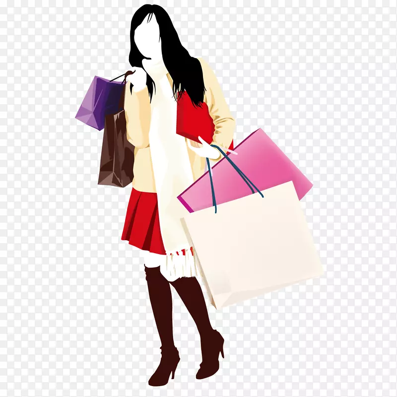 购物手提包-购物女人