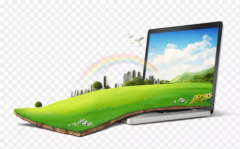 高尔夫模拟器运动娱乐-创意电脑绿色世界