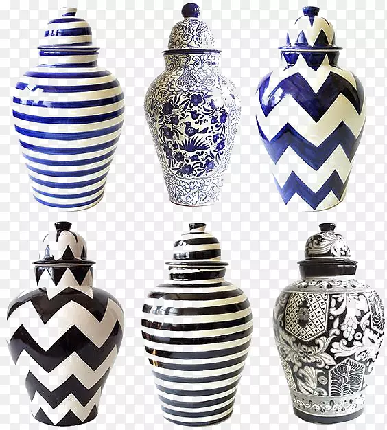 花瓶，黑白陶瓷罐，青花陶器，瓷瓶