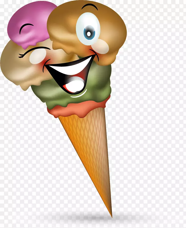 冰淇淋圆锥冰淇淋华夫饼涂上有趣的冰淇淋
