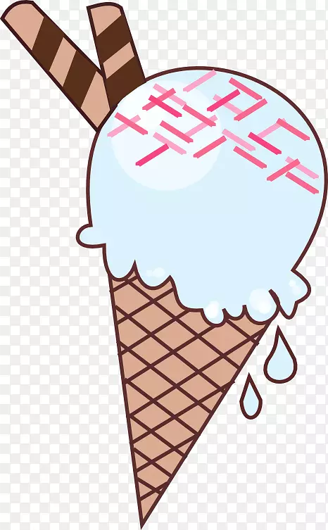 那不勒斯冰淇淋圆锥冰淇淋浅蓝色冰淇淋