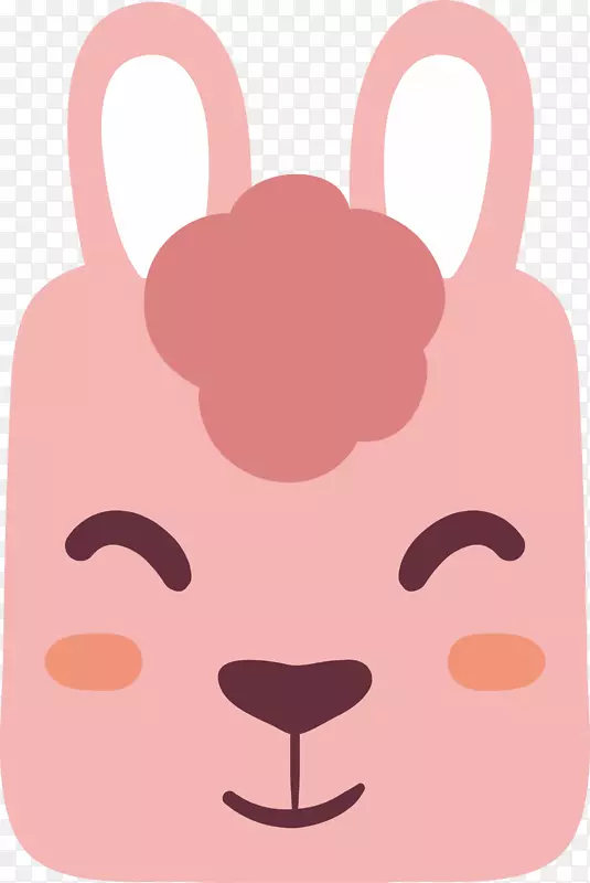 驯鹿剪贴画-粉红色微笑兔