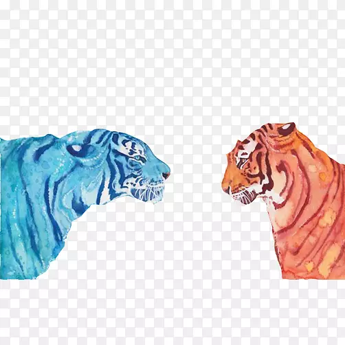 虎猫科水彩画狮虎森林兽形象