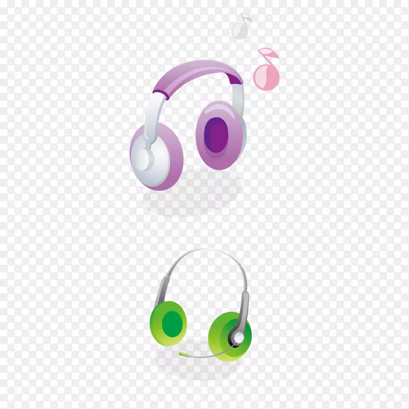耳机-紫色绿色耳机创意