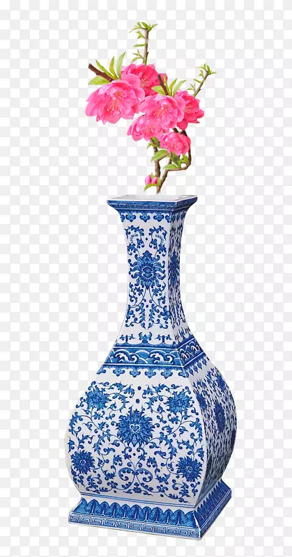 景德镇蓝白陶花瓶
