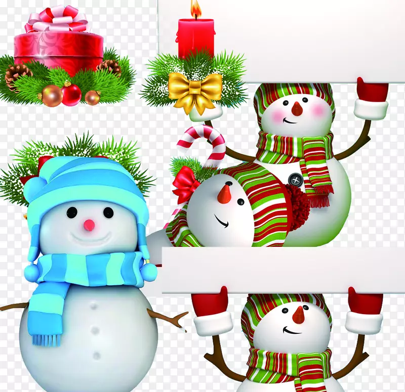 圣诞装饰品雪人剪贴画-雪人举着牌子