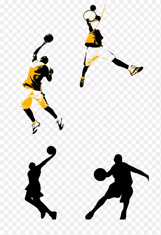 篮球场扣篮夹艺术-黄色篮球运动员图片材料