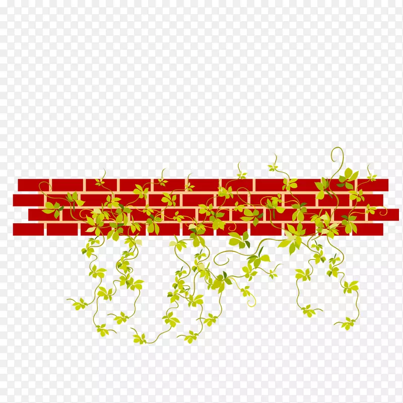 砖墙-砖墙和藤蔓
