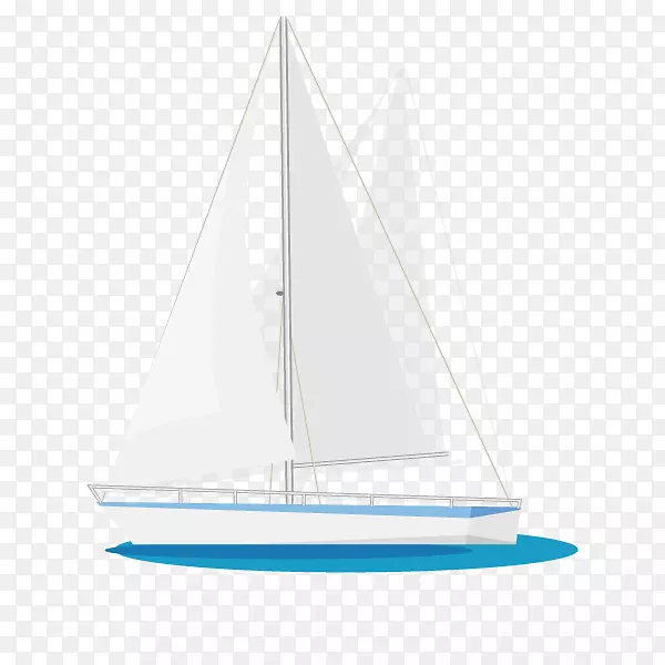 风帆猫狗哈欠打哈欠帆船-简单的卡通帆船