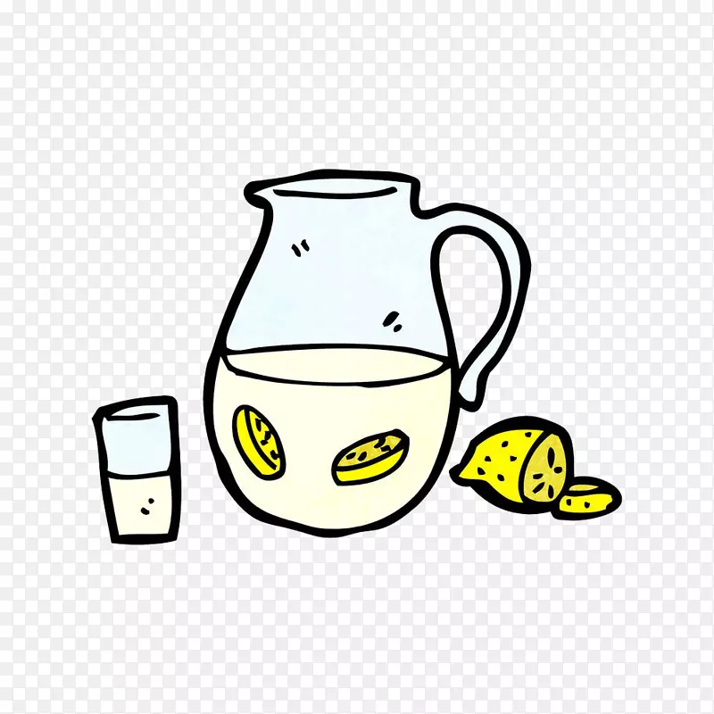 柠檬水卡通画夹艺术手绘柠檬水饮料