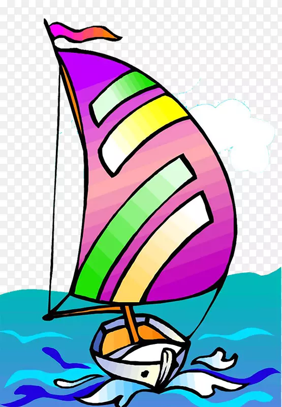 帆船插图.彩色帆船