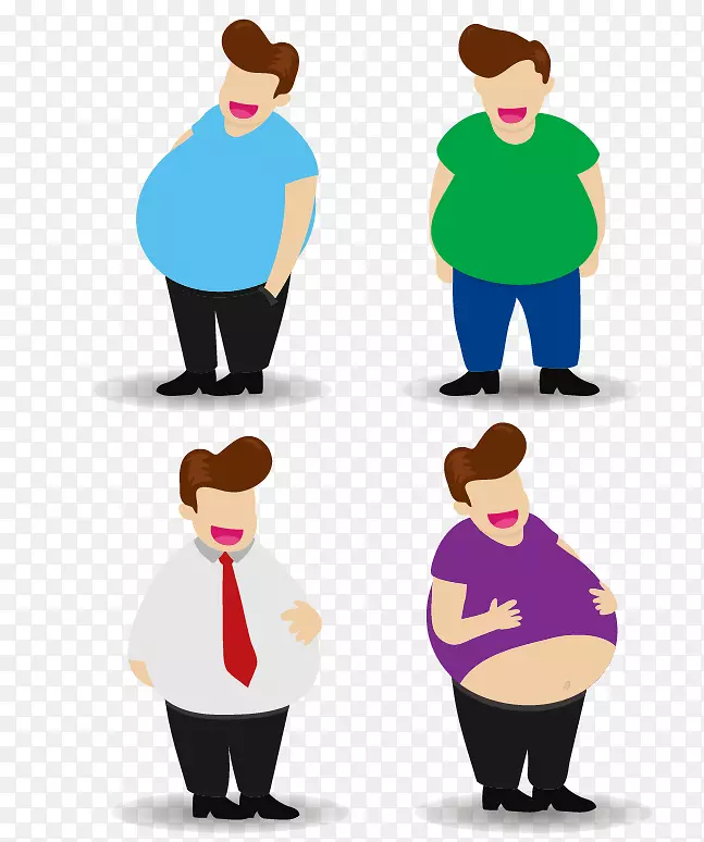 肥胖男性插图-卡通胖子腹部腹胀