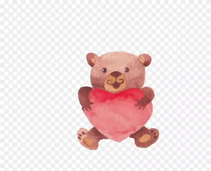 熊水彩画-水墨画熊