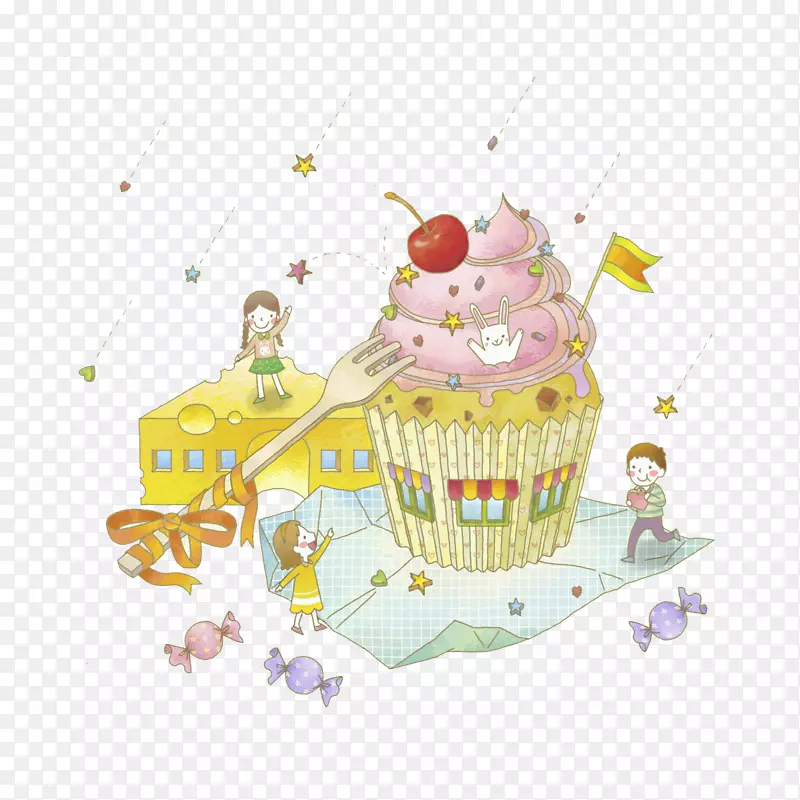 棒棒糖蛋糕儿童插图-可爱的蛋糕