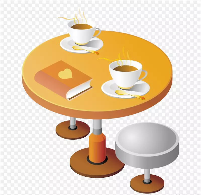 咖啡桌-橙色座位