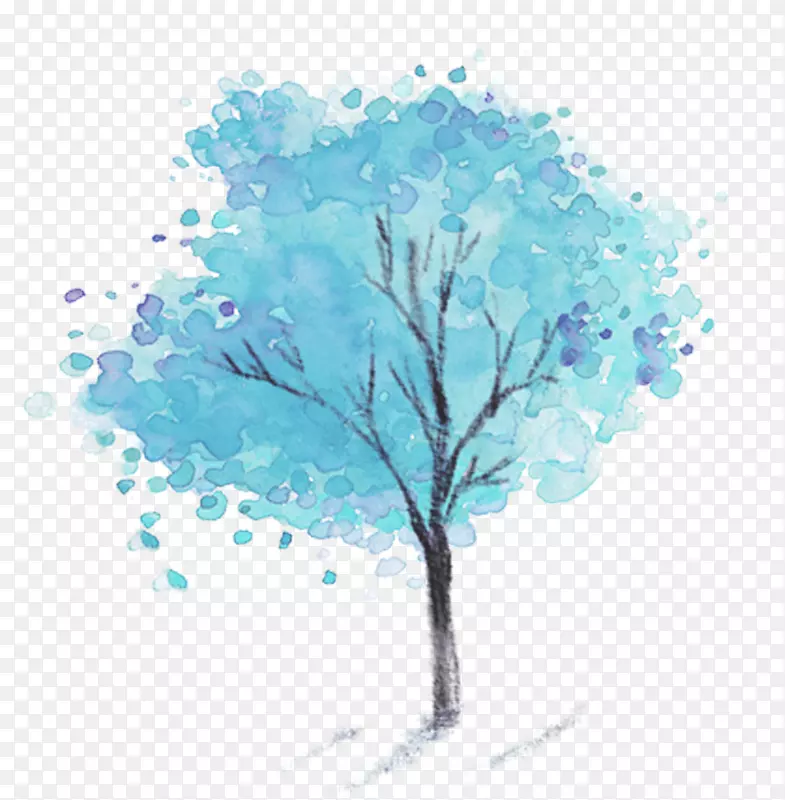 东芝雪人水彩画插图-蓝树