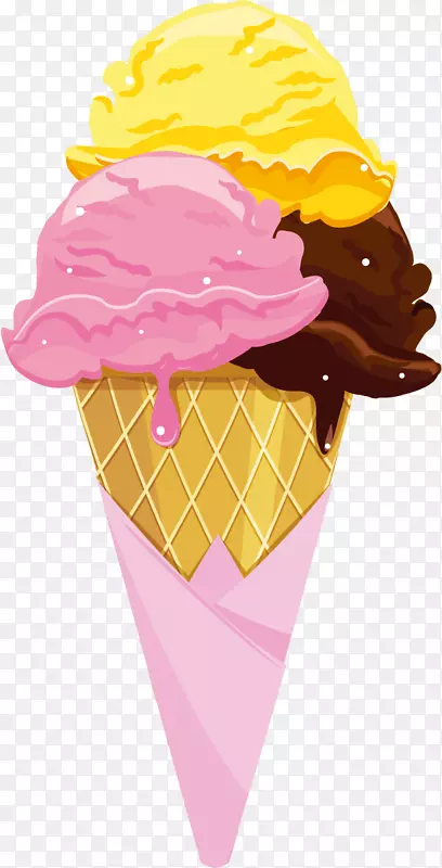 那不勒斯冰淇淋圆锥甜点色冰淇淋