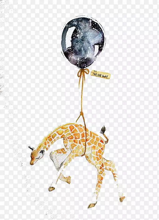 水彩画艺术插图水彩画长颈鹿
