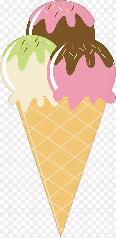 冰淇淋圆锥形圣代草莓冰淇淋-冰淇淋球
