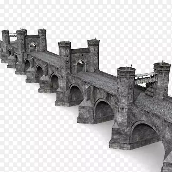 奥德通池塘瓦莱杰9桥中世纪三维造型-老式石桥
