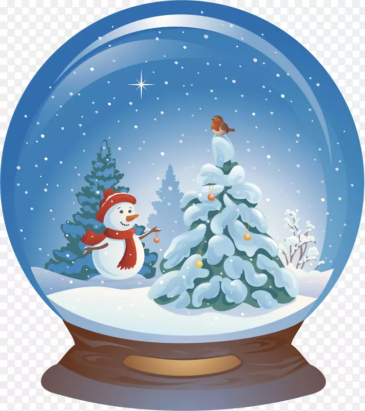 圣诞老人圣诞雪人图-蓝色圣诞雪人水晶球