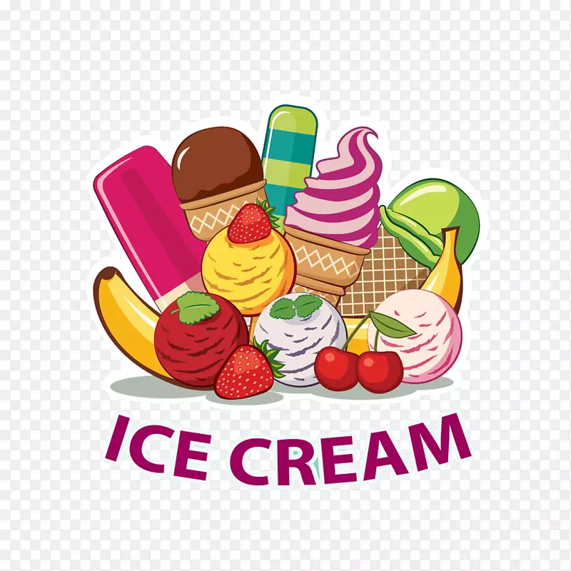 冰淇淋圆锥形圣代冰淇淋店-各种形状的冰淇淋海报图片