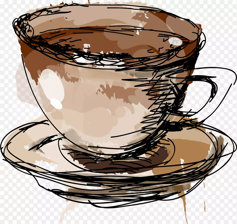 土耳其咖啡杯-杯子手绘线材料