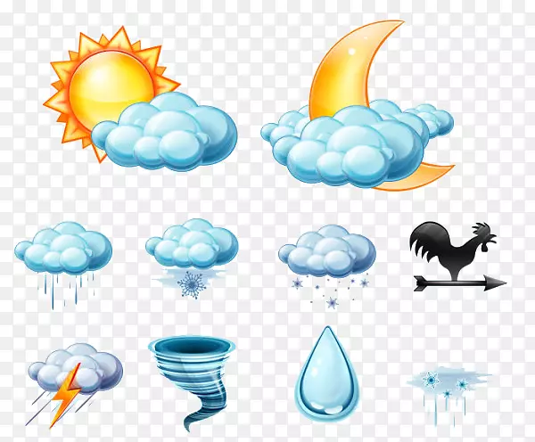天气预报图标-可爱的手绘天气