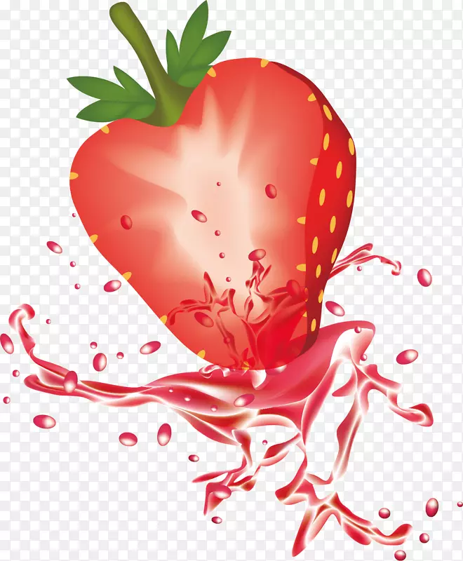草莓汁剪贴画-新鲜美味的草莓汁