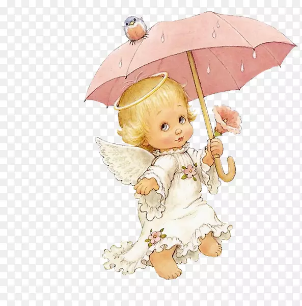 天使婴儿小天使儿童剪贴画-天使伞