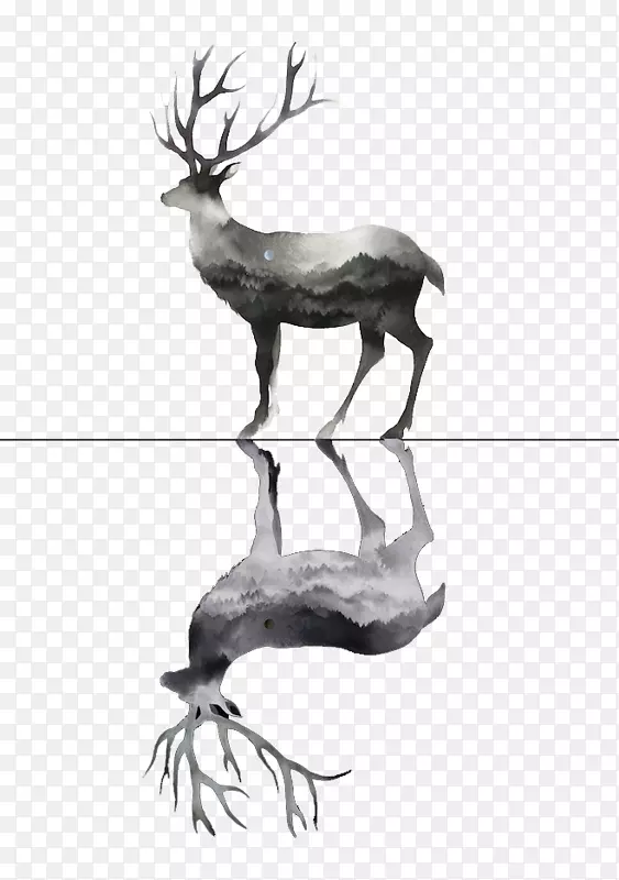 鹿水彩画