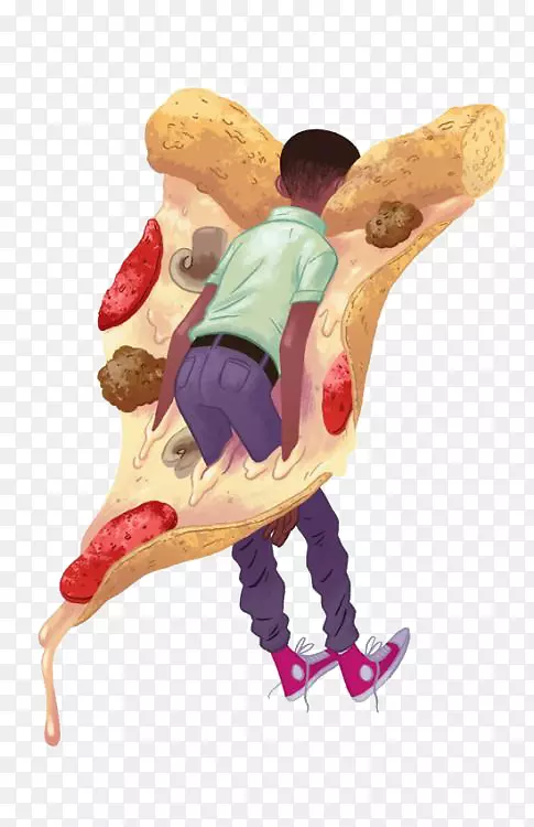 比萨饼绘画艺术家插图-披萨男孩