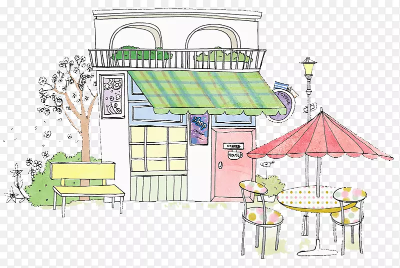 咖啡厅插图-五颜六色的铅咖啡店