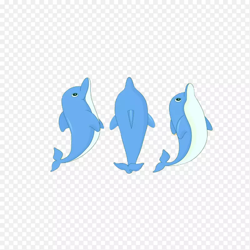 普通宽吻海豚卡通剪贴画-可爱的小海豚跳跃