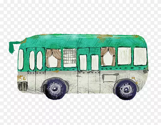 汽车巴士机动车辆运输-绿色巴士