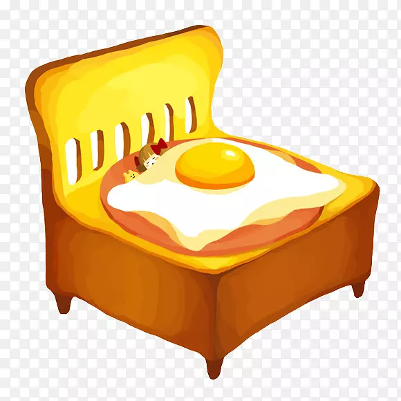 煎蛋吐司早餐食物-煮熟的床