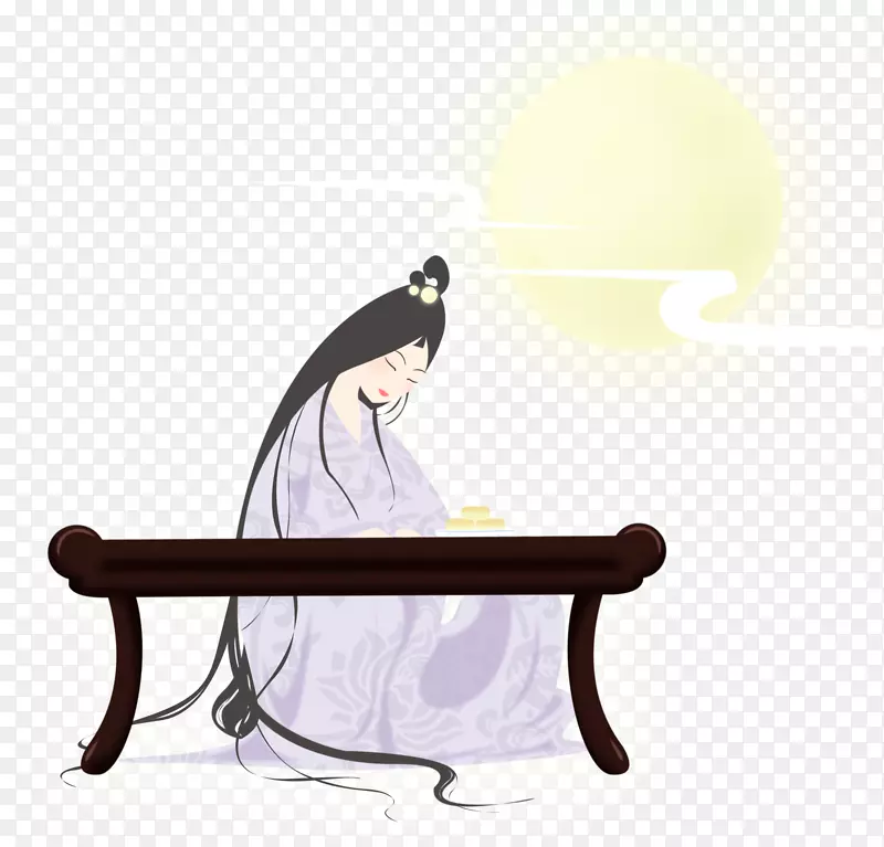 月饼中秋节卡通插画-卡通手绘月亮女神