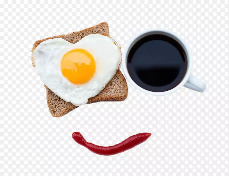 咖啡早餐炒鸡蛋牛角面包咖啡馆早餐微笑