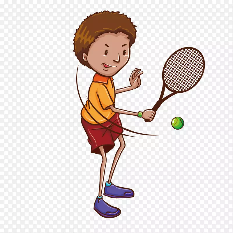 网球运动员绘画插图.卡通儿童网球插图