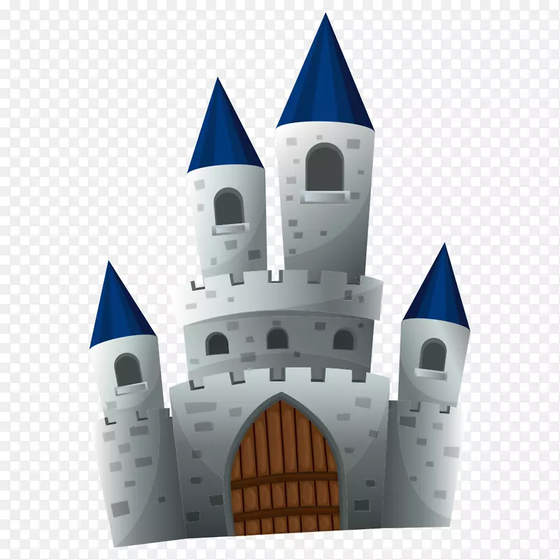城堡撞毁者模板童话微软PowerPoint结晶图-蓝色城堡
