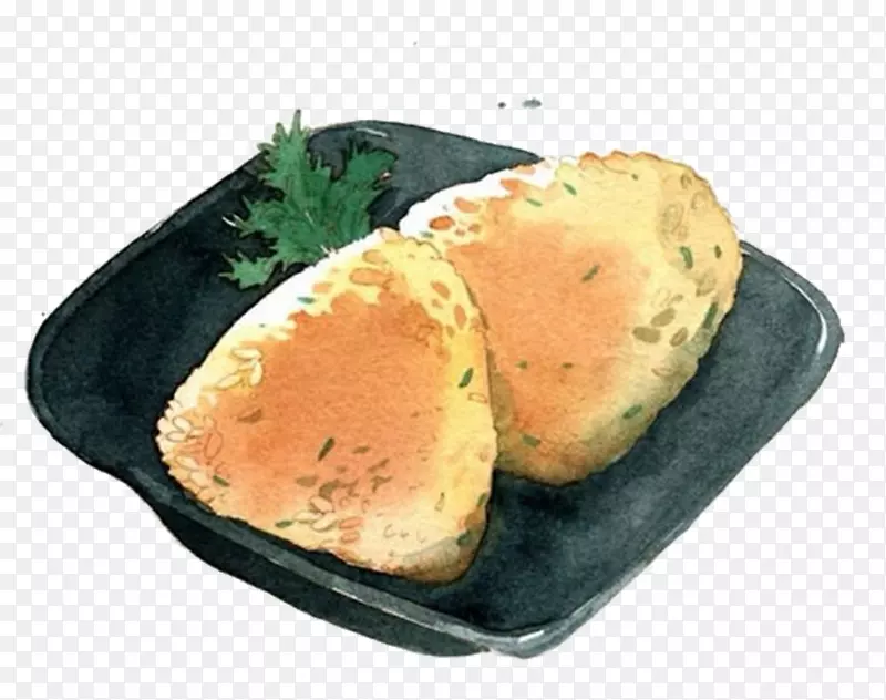 素食、馒头、凯撒沙拉、食物-两个小面包插图