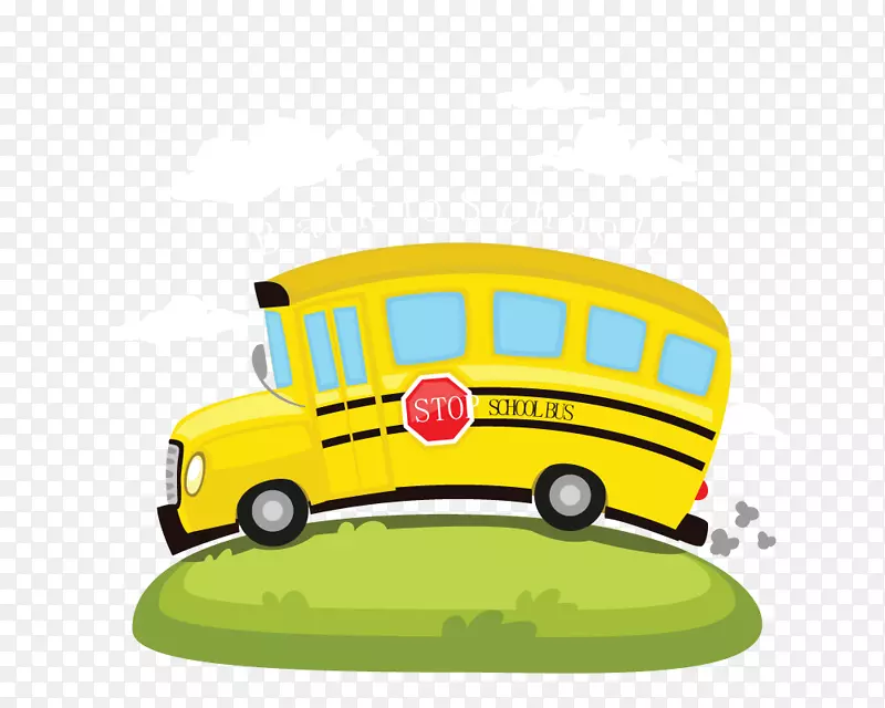 校车插画-巴士、卡通车、吊车