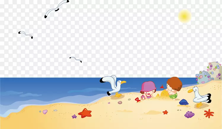 海鸥海滩儿童海滨度假村-孩子们在沙滩上玩耍
