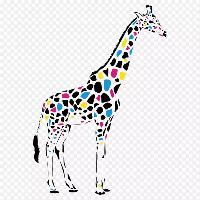 网状长颈鹿抽象绘画长颈鹿