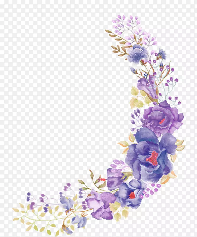 花型设计花紫色花环-美丽的紫色彩绘花