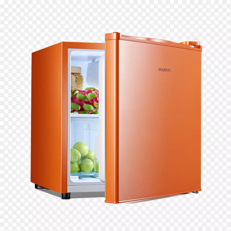 家用冰箱-橙色单门冰箱