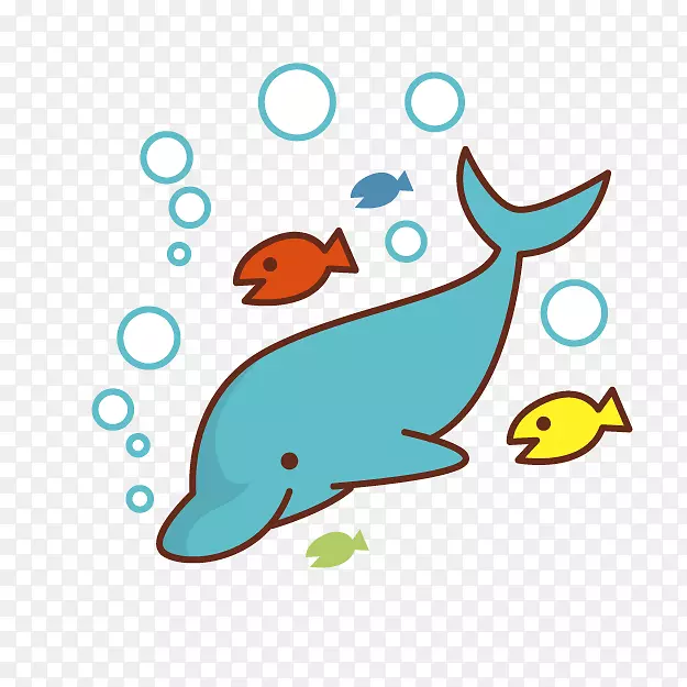 海豚，海豚动画剪辑艺术-卡通海豚