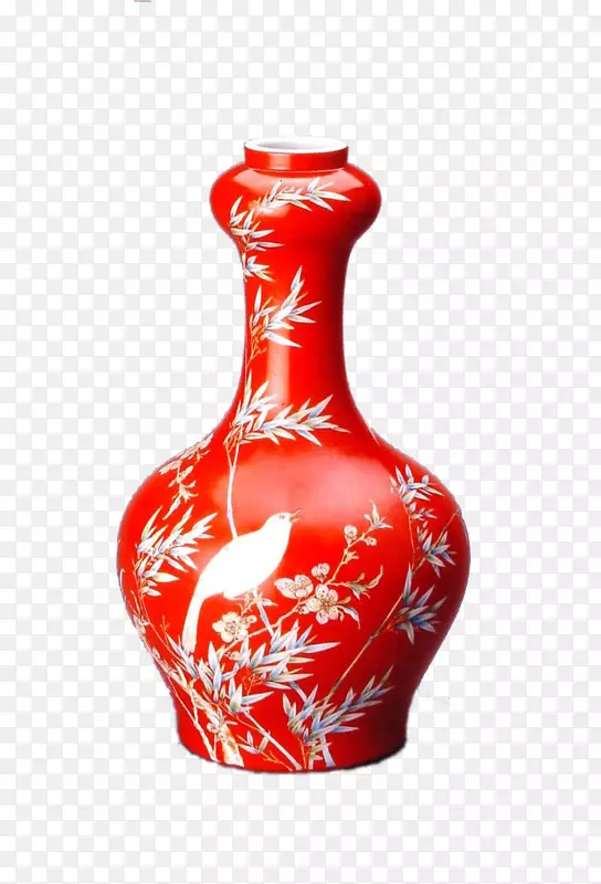 景德镇花瓶陶瓷瓶-红葫芦花瓶
