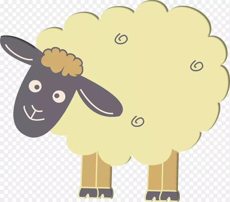 羊牛山羊画卡通-绵羊