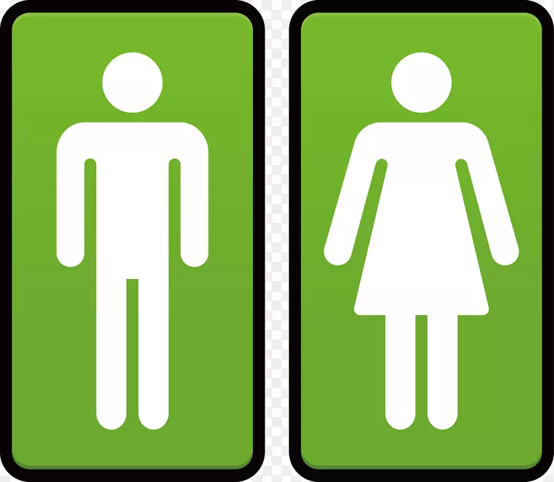 浴室公共厕所剪贴画-创意设计绿色厕所标识图